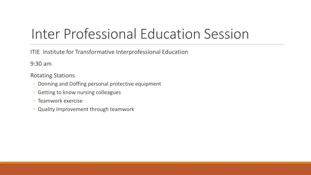 inter professional education session