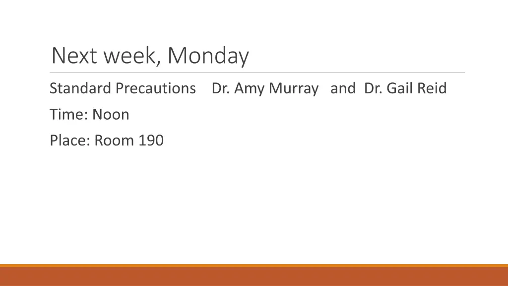 next week monday