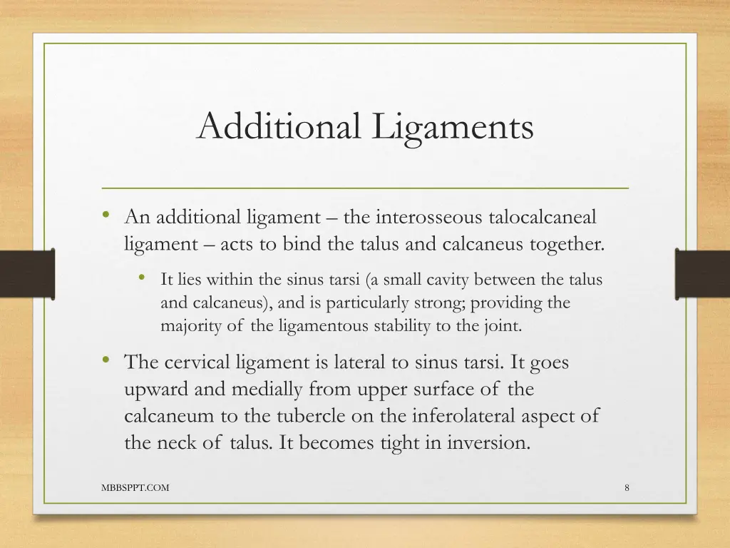 additional ligaments