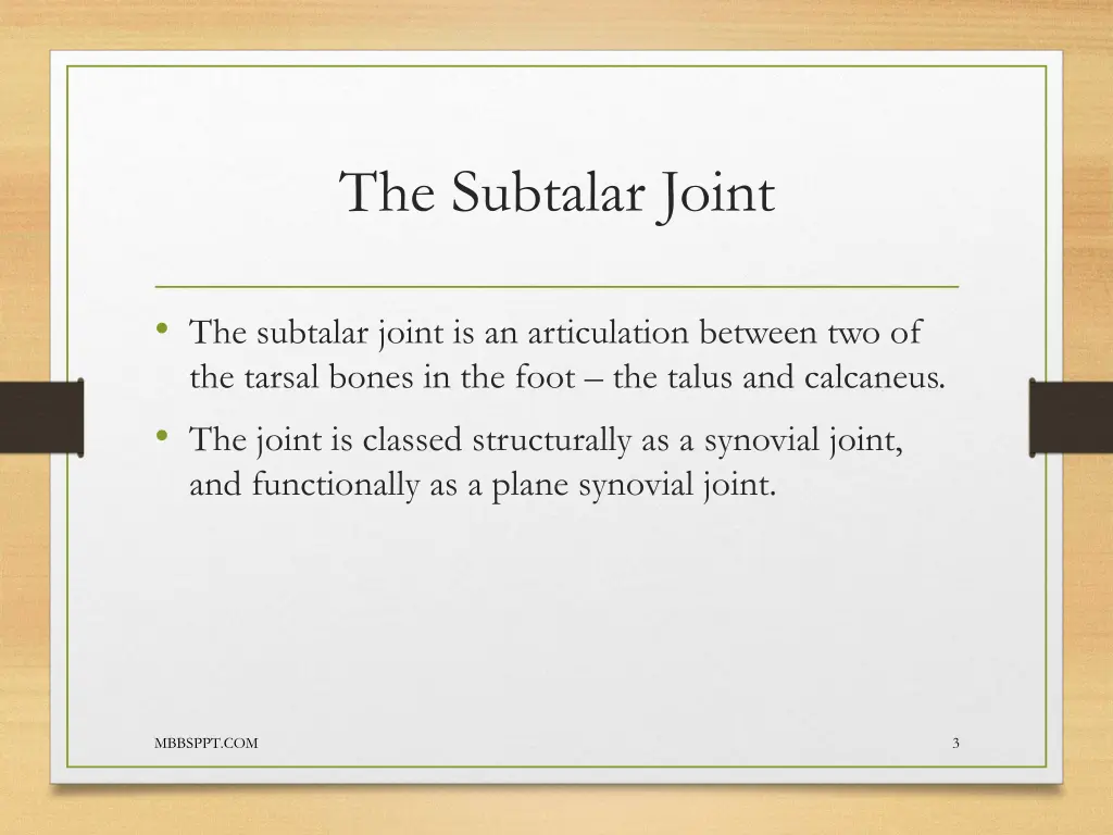 the subtalar joint 1