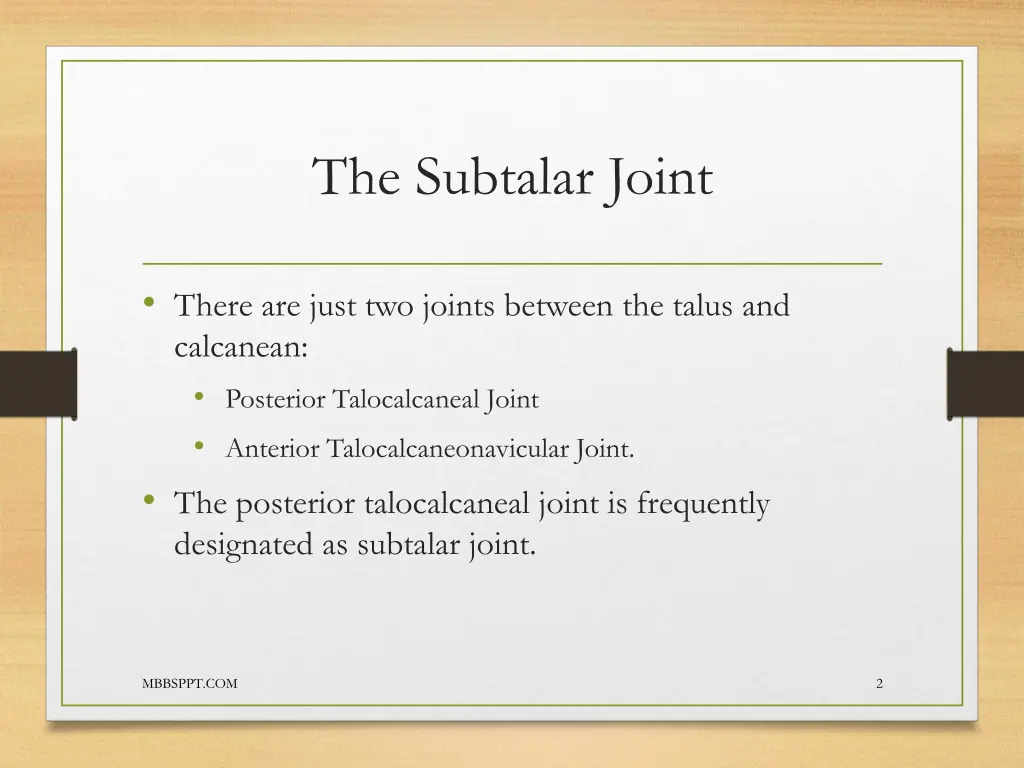 the subtalar joint