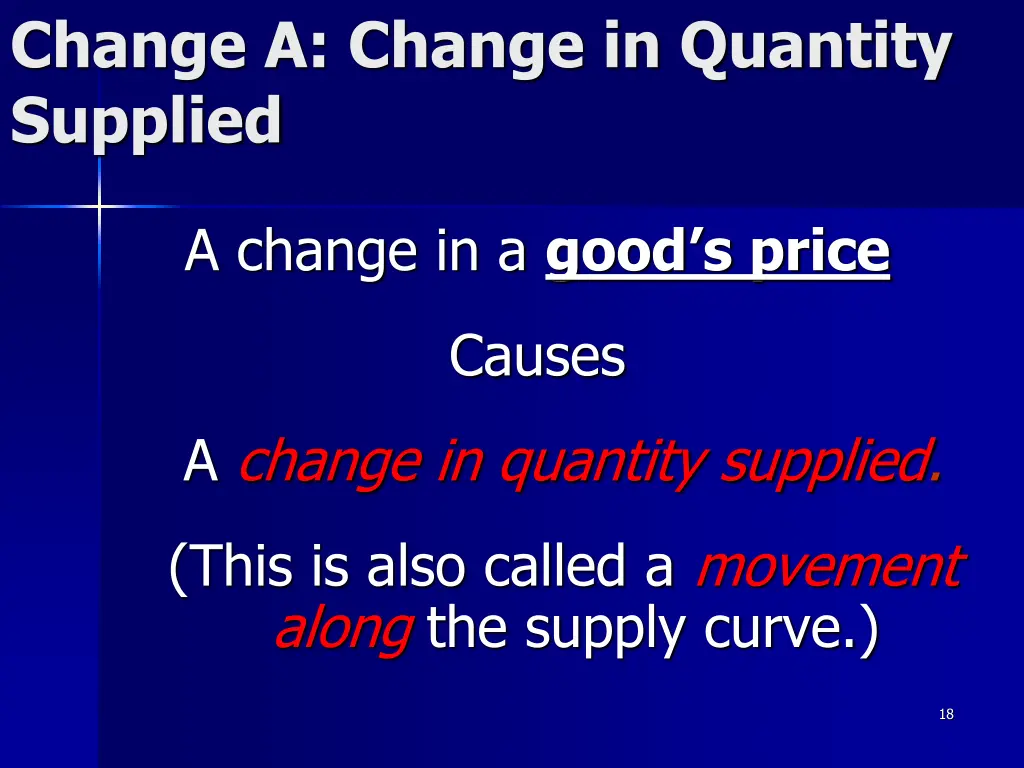 change a change in quantity supplied