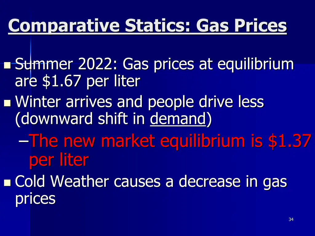 comparative statics gas prices