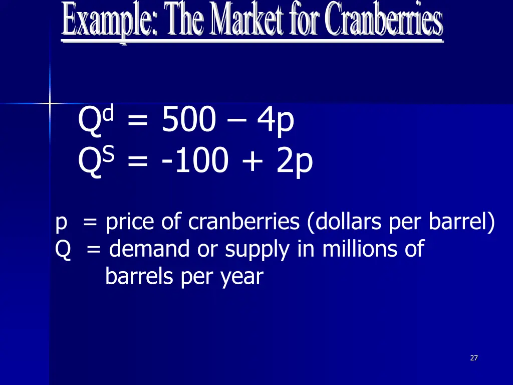 example the market for cranberries