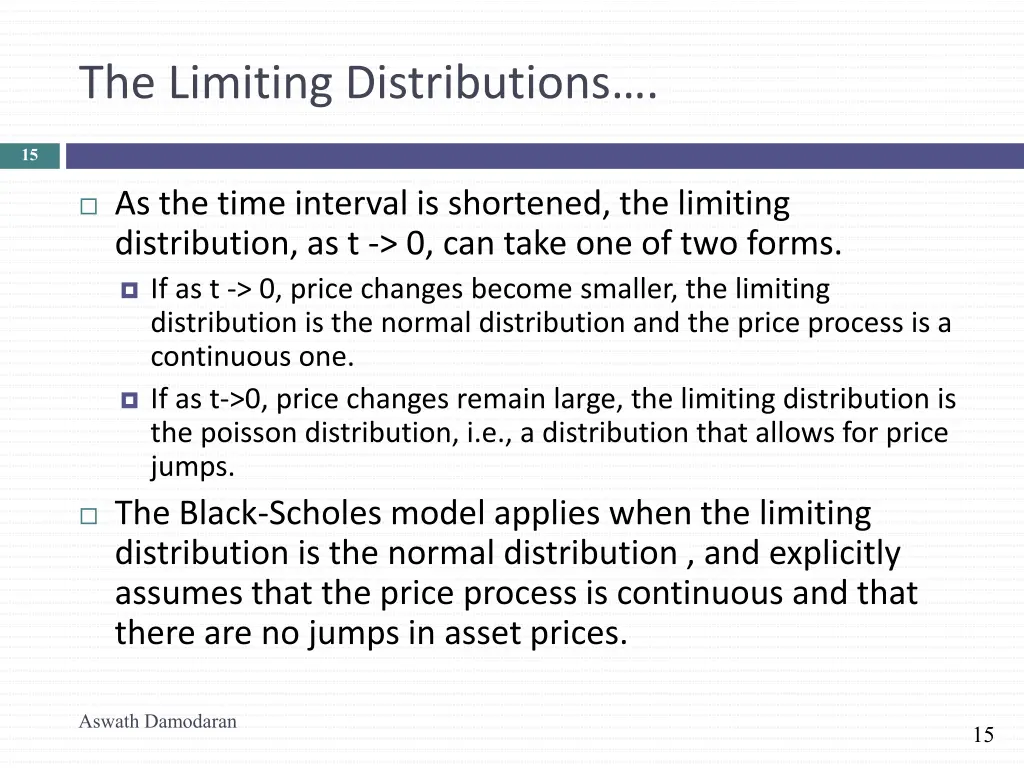 the limiting distributions