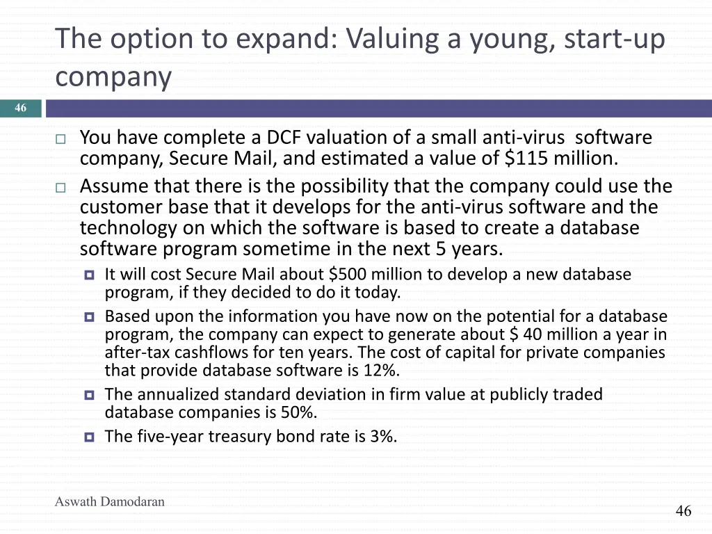 the option to expand valuing a young start