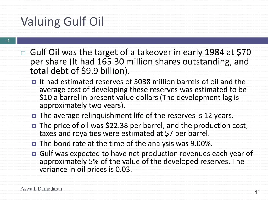 valuing gulf oil