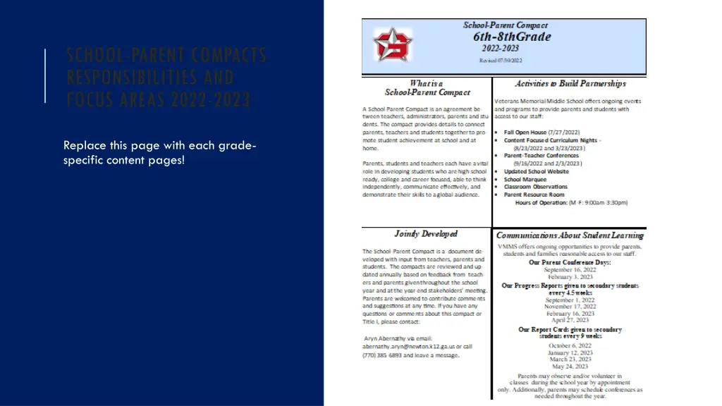 school parent compacts responsibilities and focus