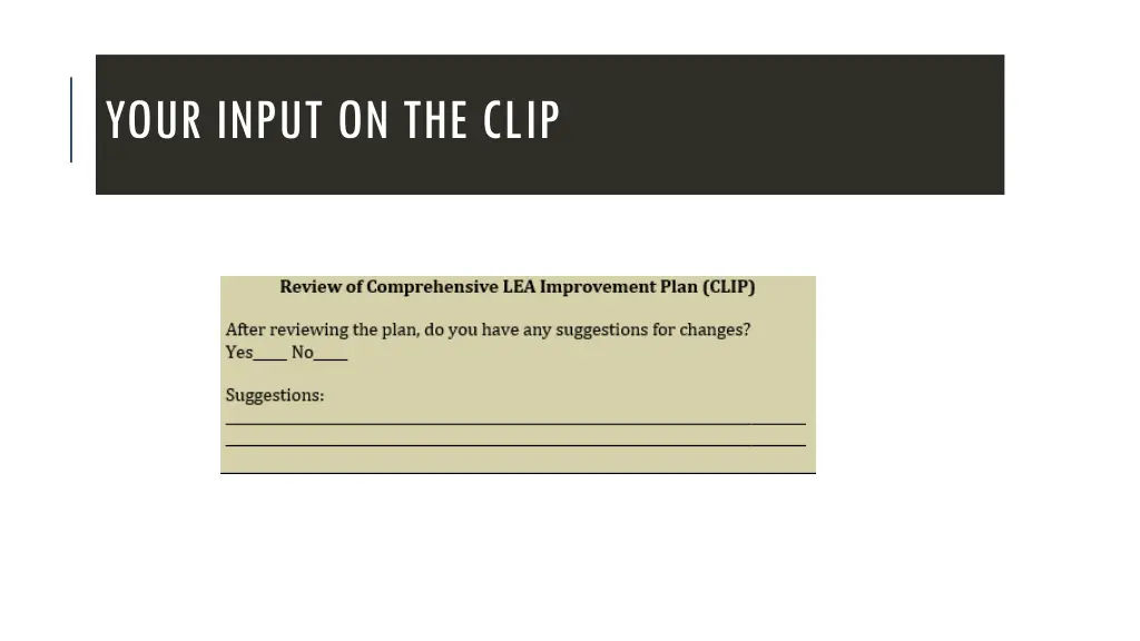your input on the clip