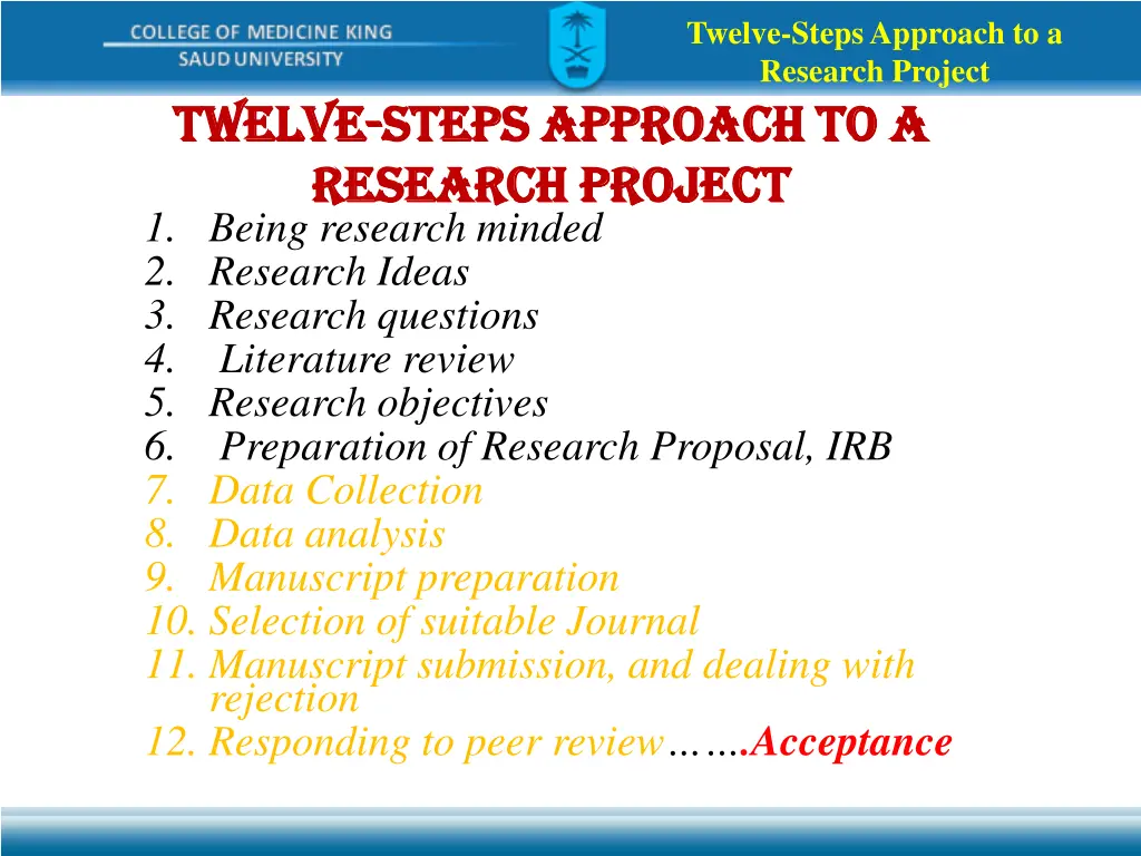 twelve steps approach to a research project 4