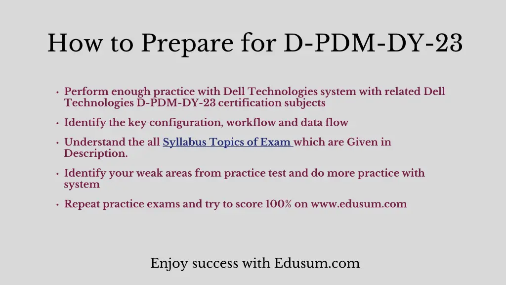 how to prepare for d pdm dy 23