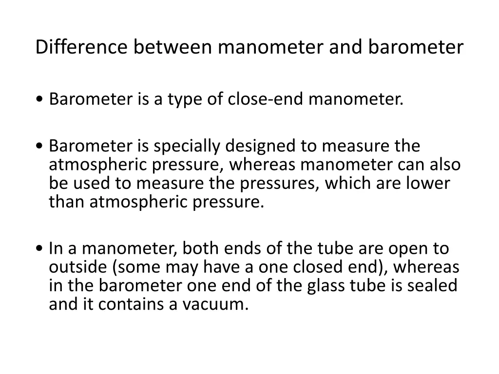 difference between manometer and barometer