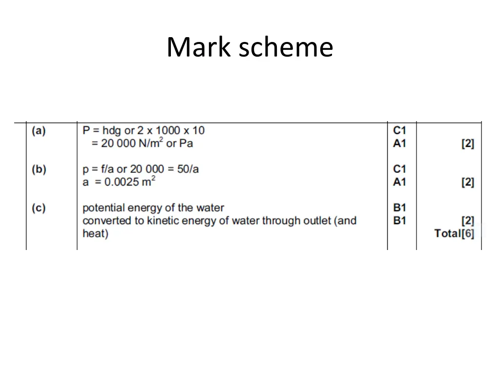 mark scheme 1