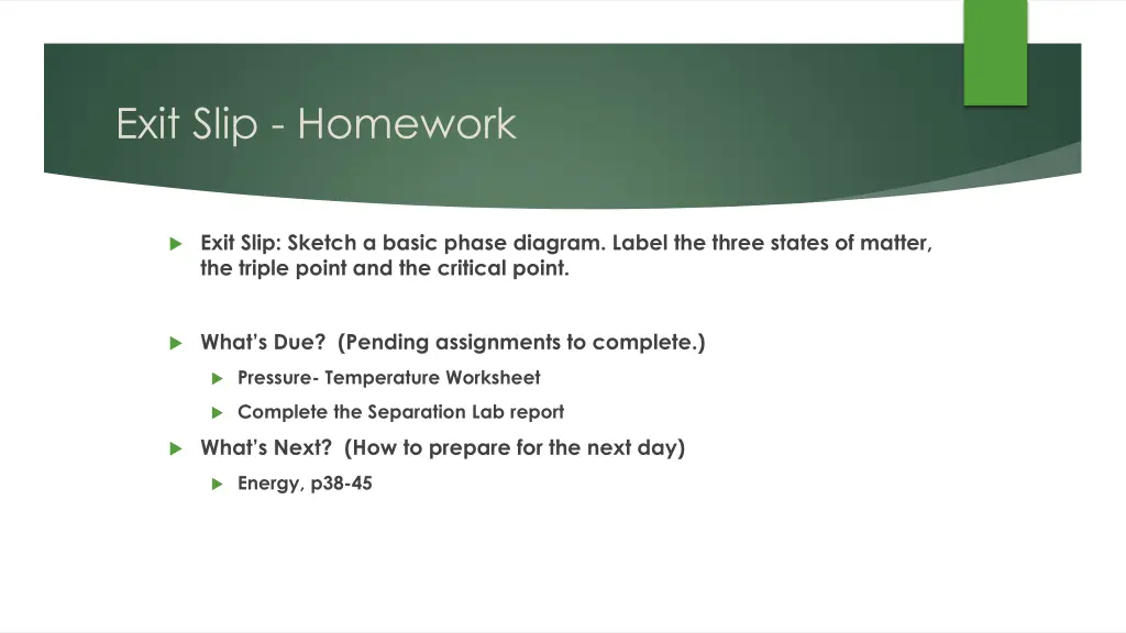 exit slip homework