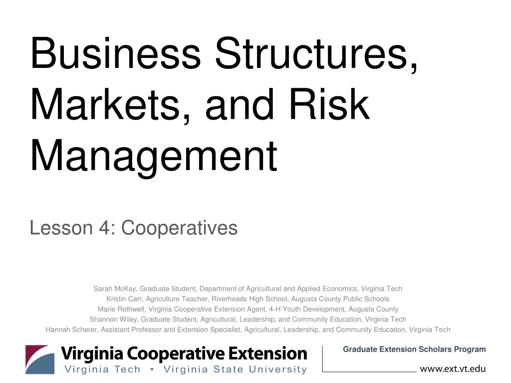 business structures markets and risk management