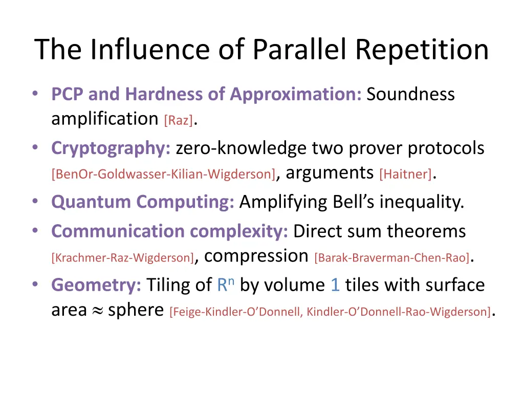 the influence of parallel repetition
