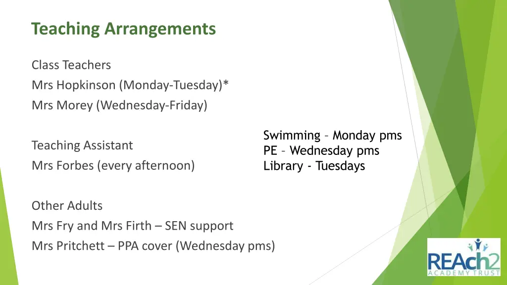 teaching arrangements