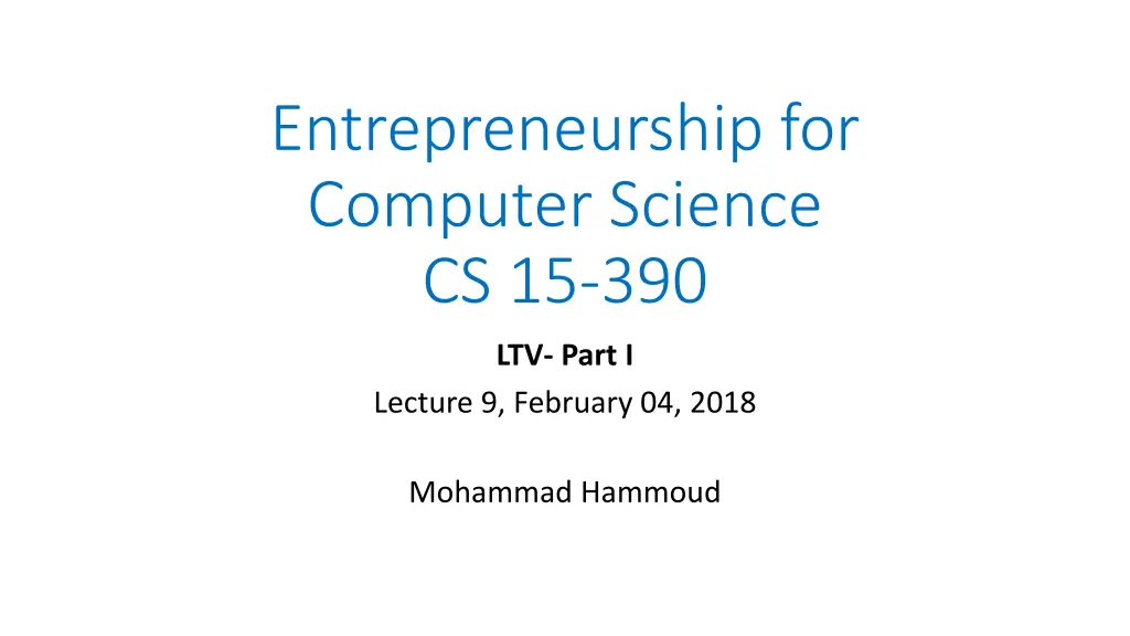 entrepreneurship for computer science cs 15 390