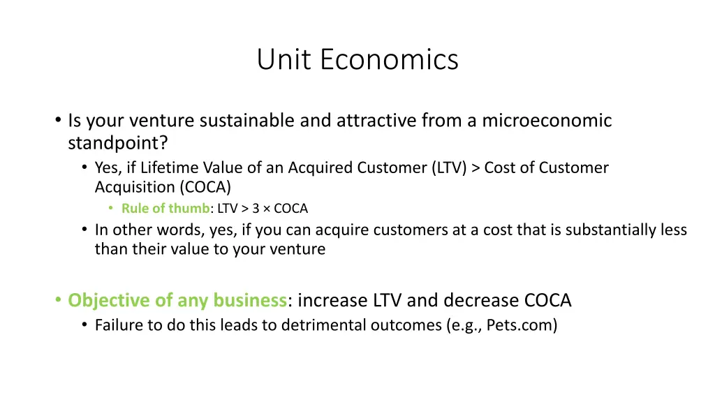 unit economics
