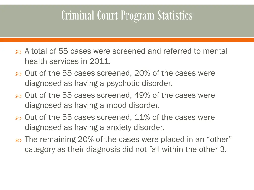 criminal court program statistics