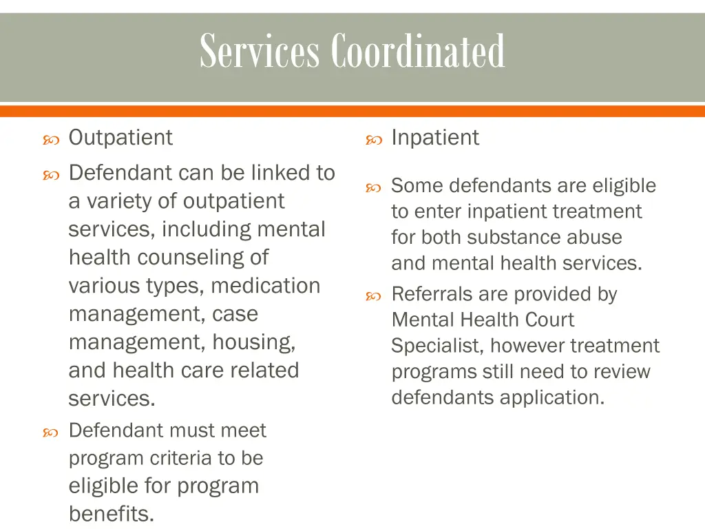 services coordinated
