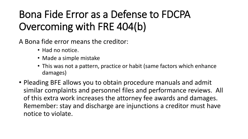 bona fide error as a defense to fdcpa bona fide