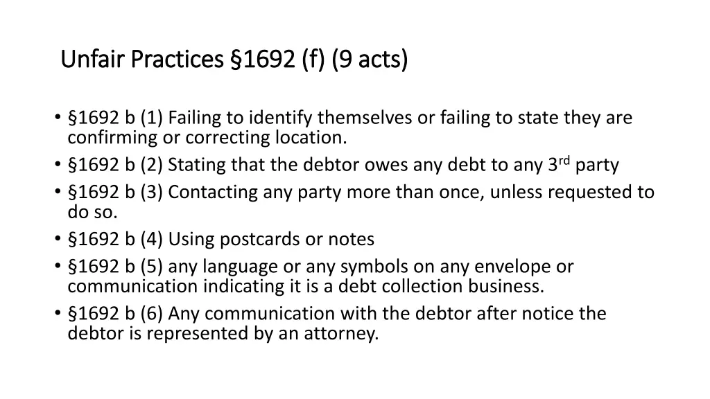 unfair practices unfair practices 1692 f 9 acts