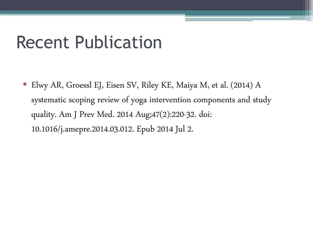 recent publication