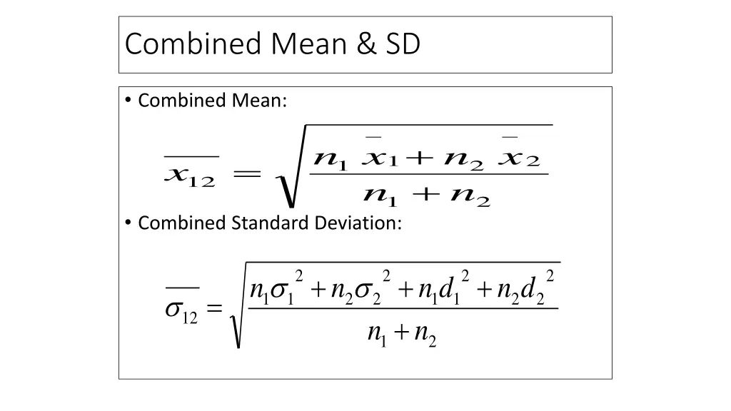 combined mean sd