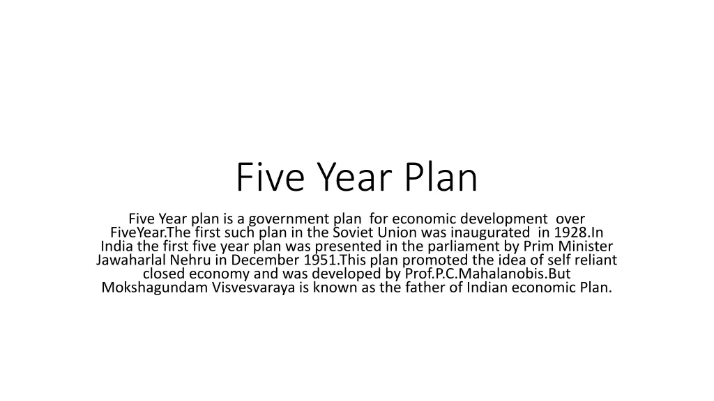 five year plan