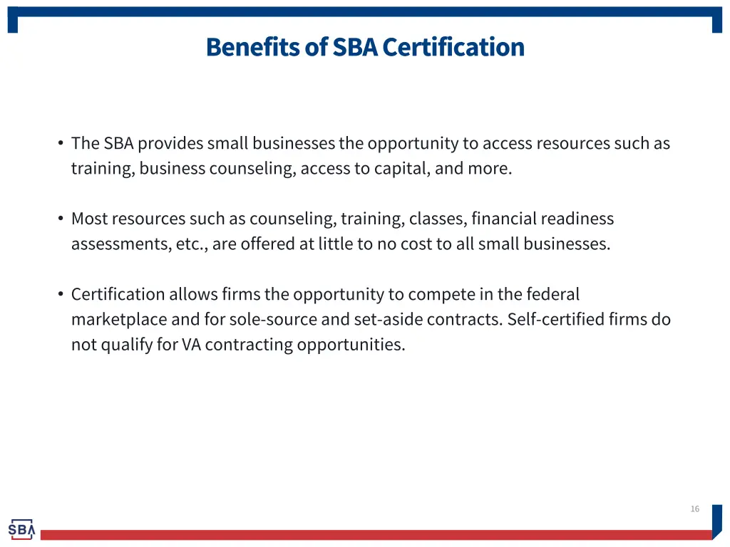 benefits of sba certification