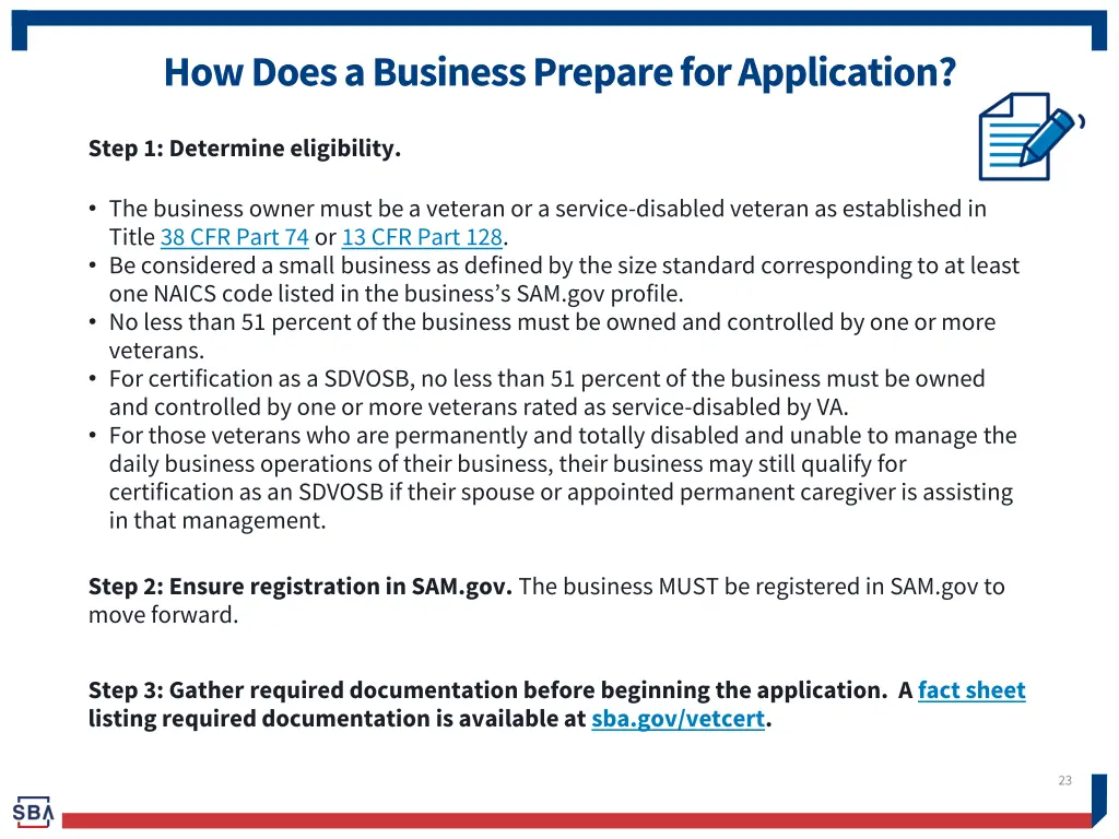 how does a business prepare for application