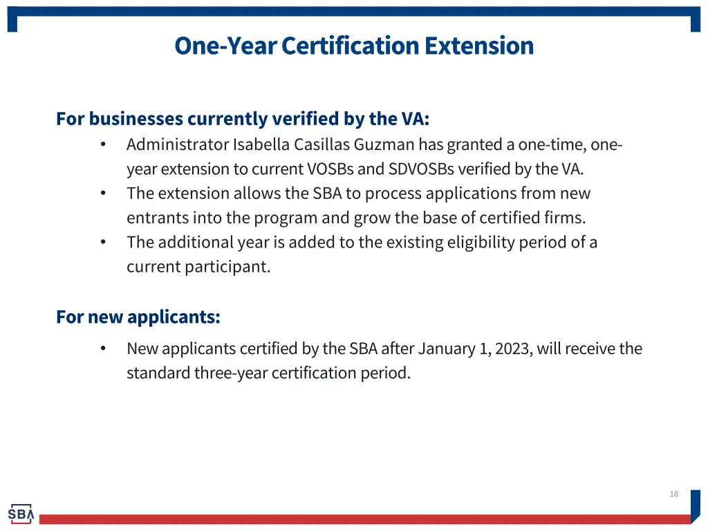 one year certification extension