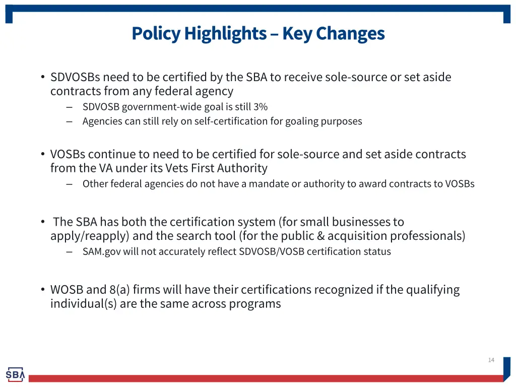 policy highlights key changes