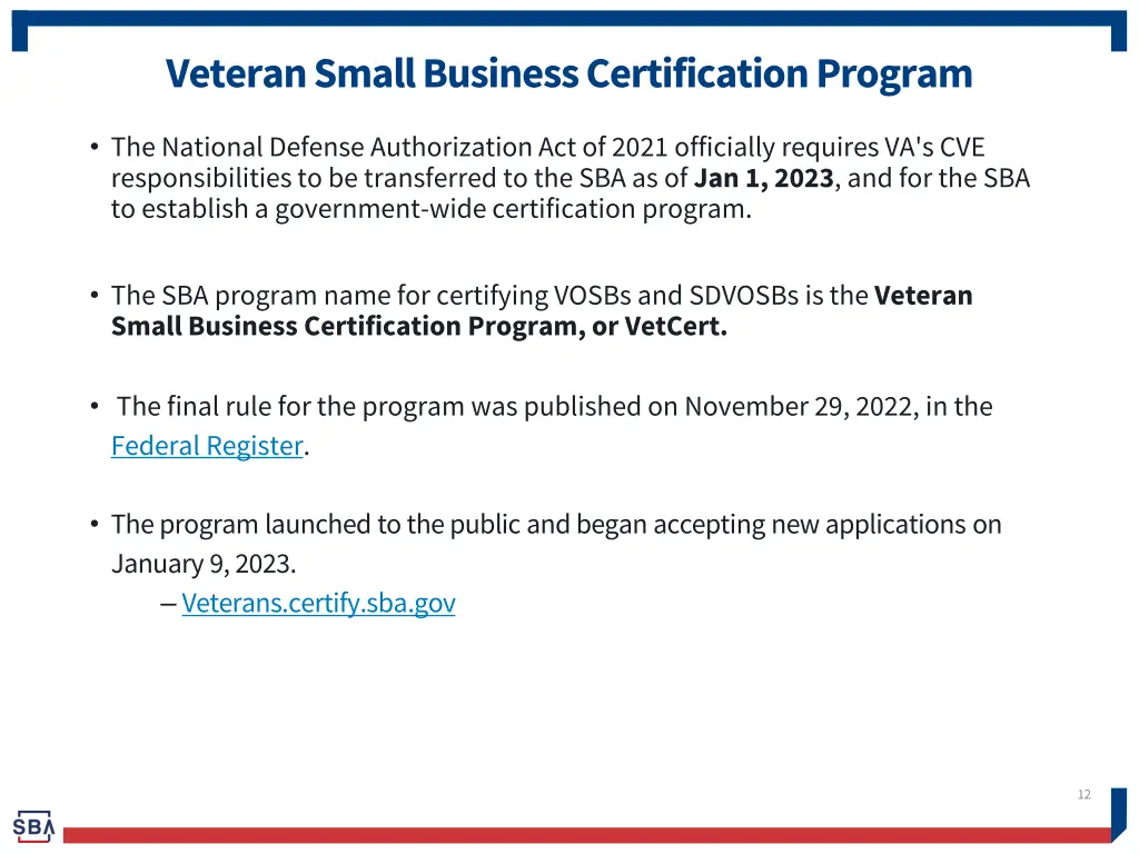 veteran small business certification program 1