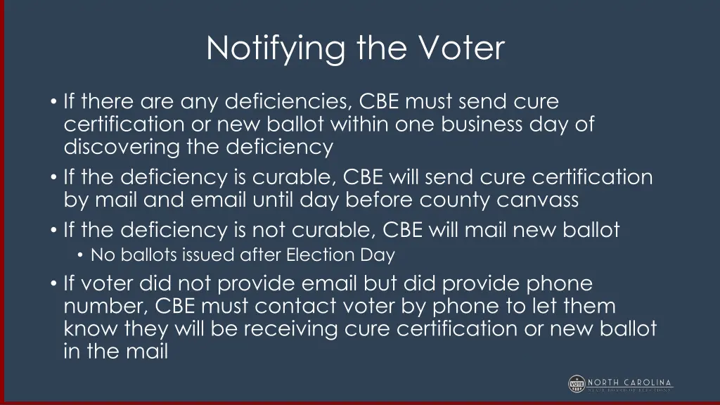 notifying the voter