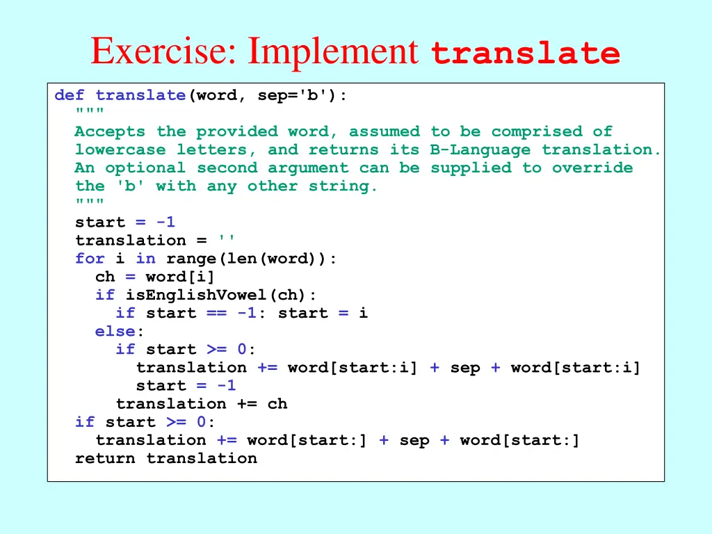 exercise implement translate 1