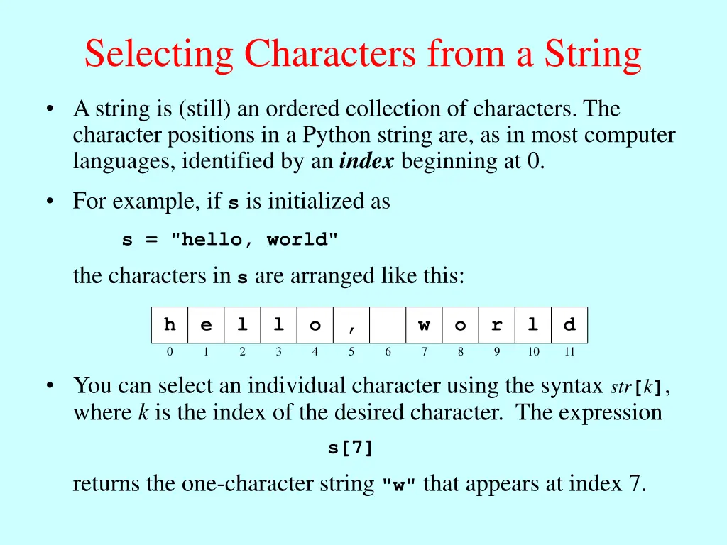 selecting characters from a string