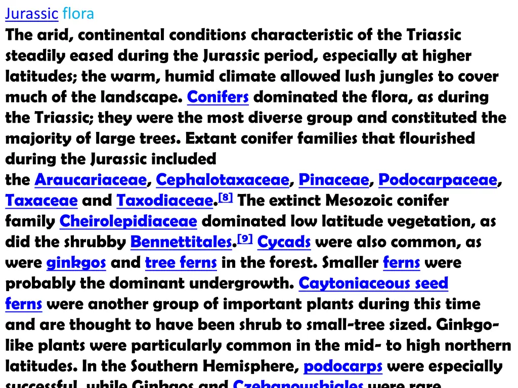 jurassic flora the arid continental conditions