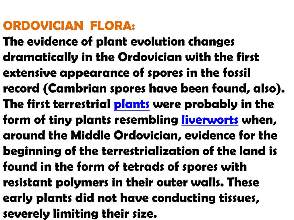 ordovician flora the evidence of plant evolution