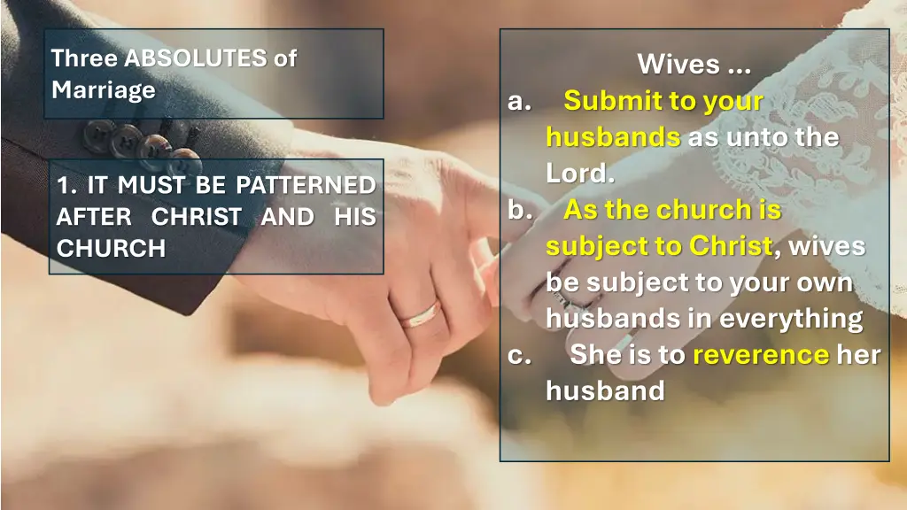 three absolutes of marriage