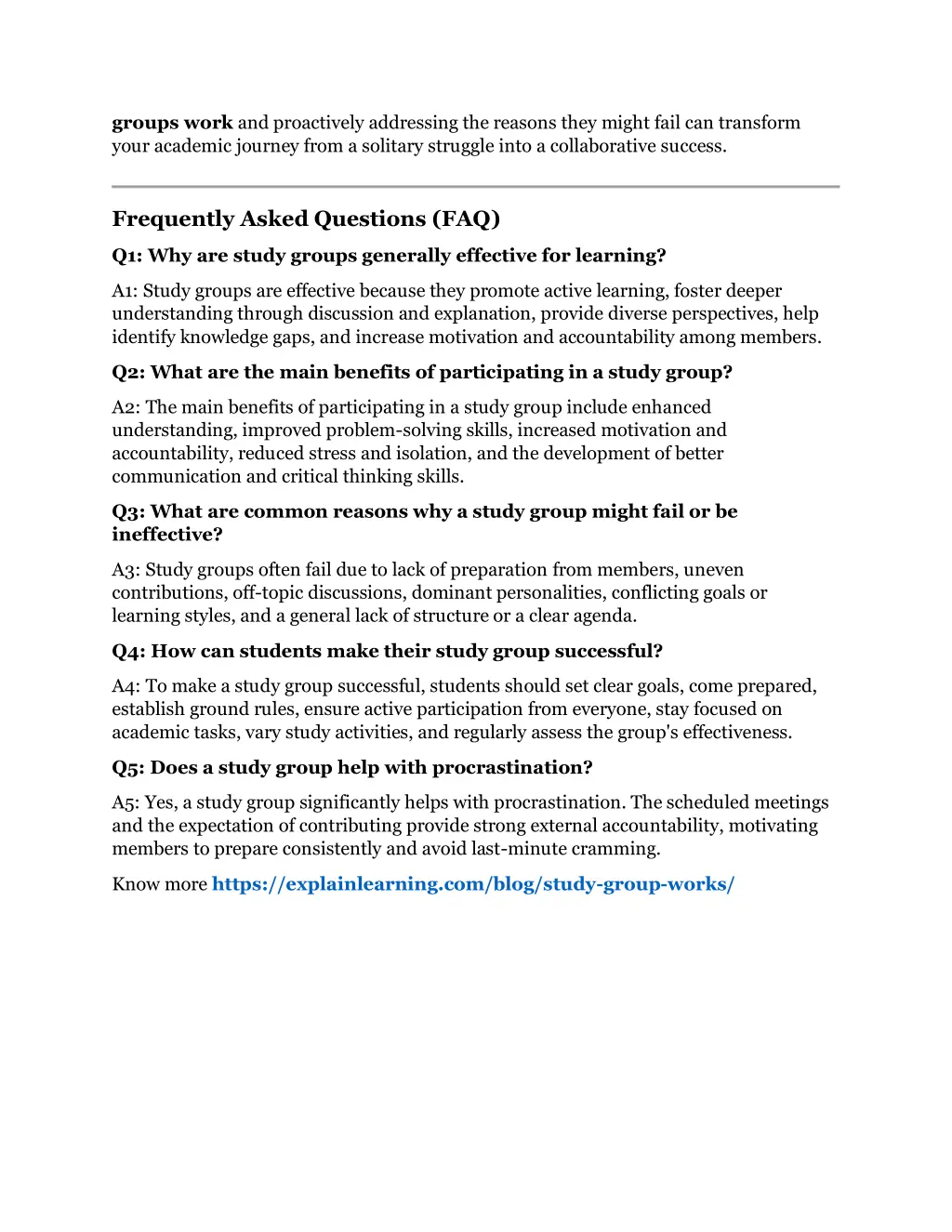 groups work and proactively addressing