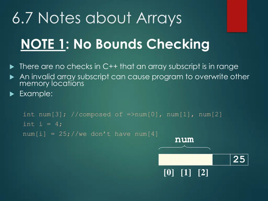 6 7 notes about arrays