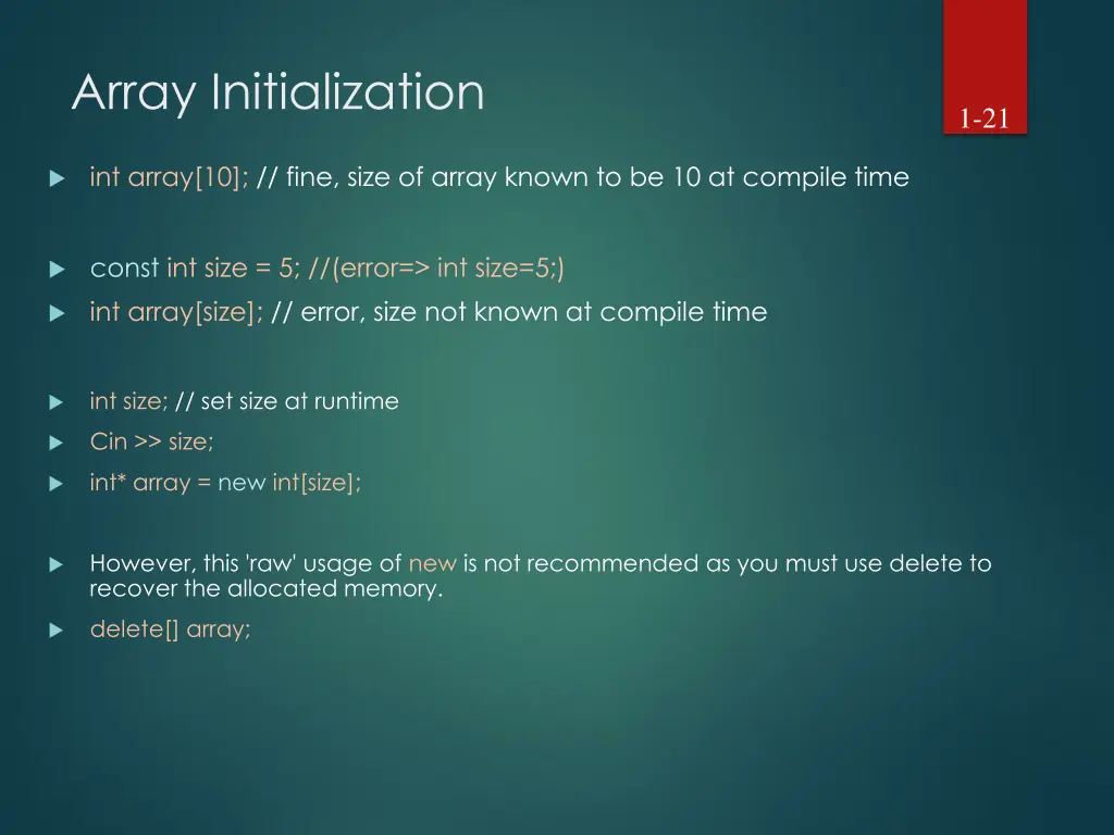 array initialization