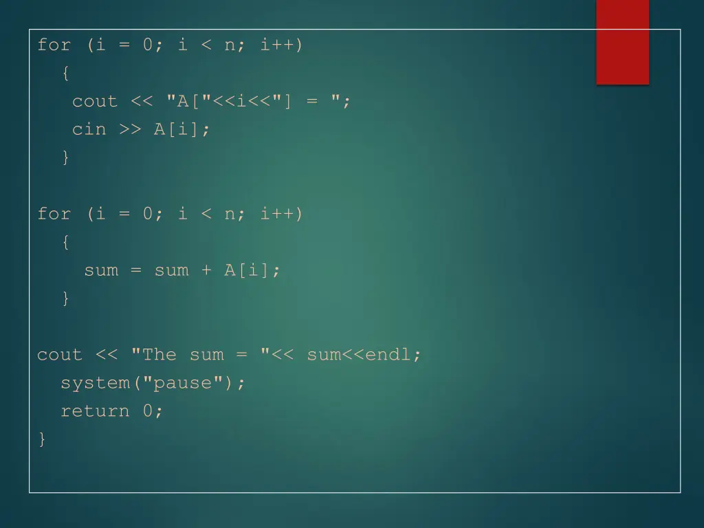 for i 0 i n i cout a i cin a i