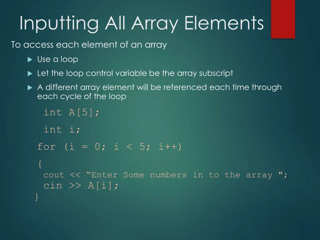 inputting all array elements