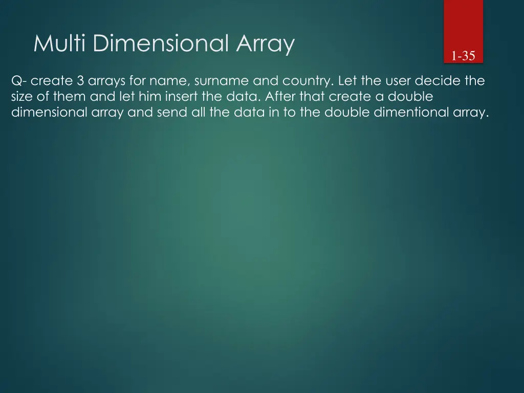 multi dimensional array 1