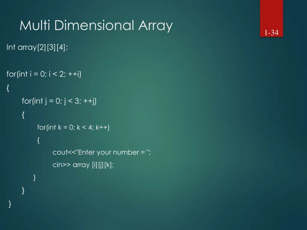 multi dimensional array