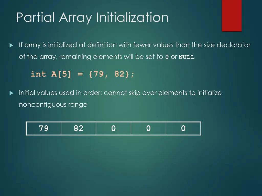 partial array initialization