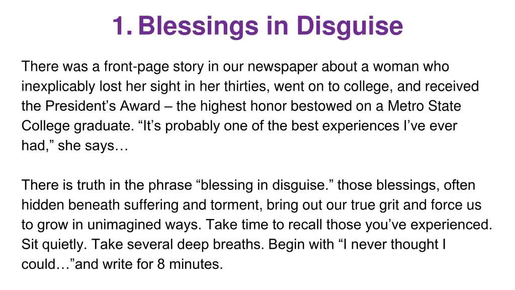 1 blessings in disguise